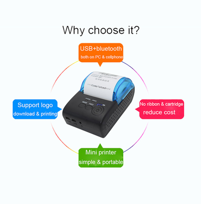 Imprimante thermique de Mini Portable Waybill Printer Bluetooth 58mm ZJ-5805
