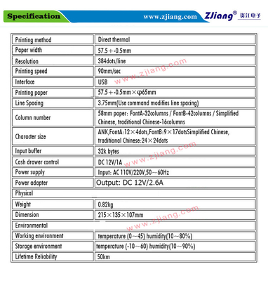 Imprimante portative For Retail Shop 5890k de reçu de Mini Thermal 2inch 58mm